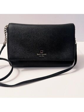 Kate Spade Cove Street Dody Black Saffiano Leather Crossbody Bag w/ Chain Strap